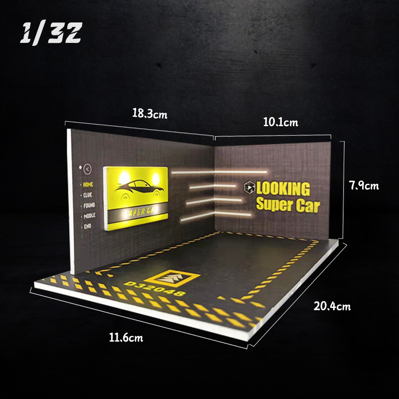 ジオラマ 1/32 車のガレージ駐車場モデル LED 照明 PVC ガレージ DIY シーンダイキャストカーモデル子供のためのクリスマスプレゼント