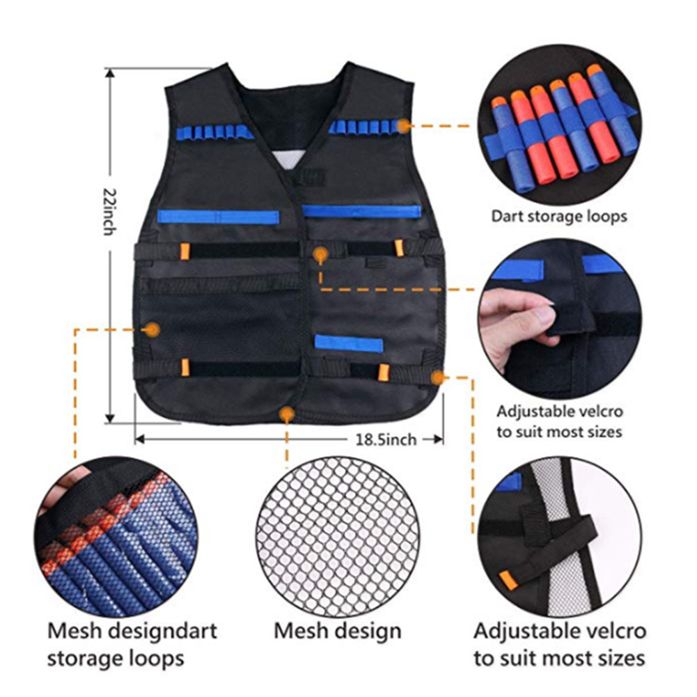N-Strike Elite Series Vest Suit Kit para crianças, jogo ao ar livre titular camiseta, revista brinquedos acessórios, macio, apto para Nerf