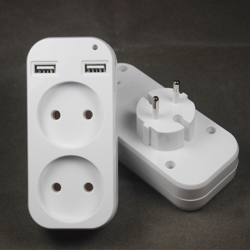 ปลั๊กแปลง USB สองช่องแบบพกพาปลั๊กแปลงอเนกประสงค์ปลั๊กแปลงอเนกประสงค์เยอรมันฝรั่งเศสรัสเซีย