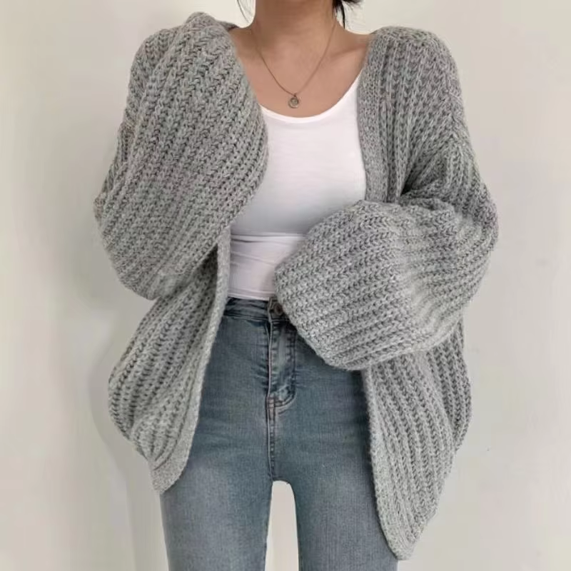 Feminino y2k vintage harajuku lanterna manga cardigan camisola casual coreano outono streetwear topos casaco chique vento preguiçoso camisola