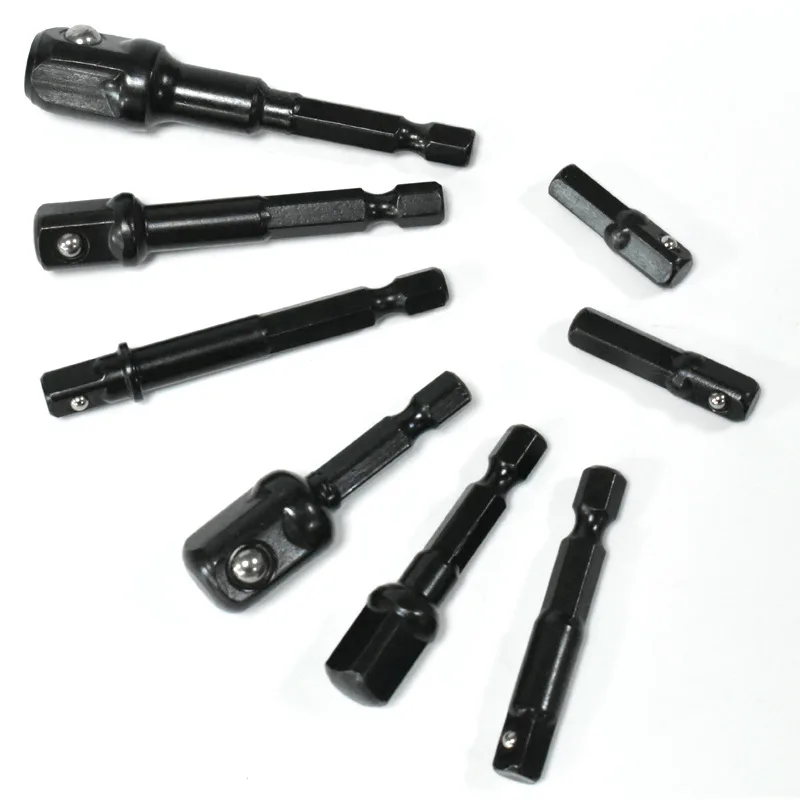 Drill Socket Adapter Kit Impact Drill Extension Bit Socket Adapter Kit 1/4'' 3/8'' 1/2'' Square Head 1/4'' Hex Shank Drill Tools