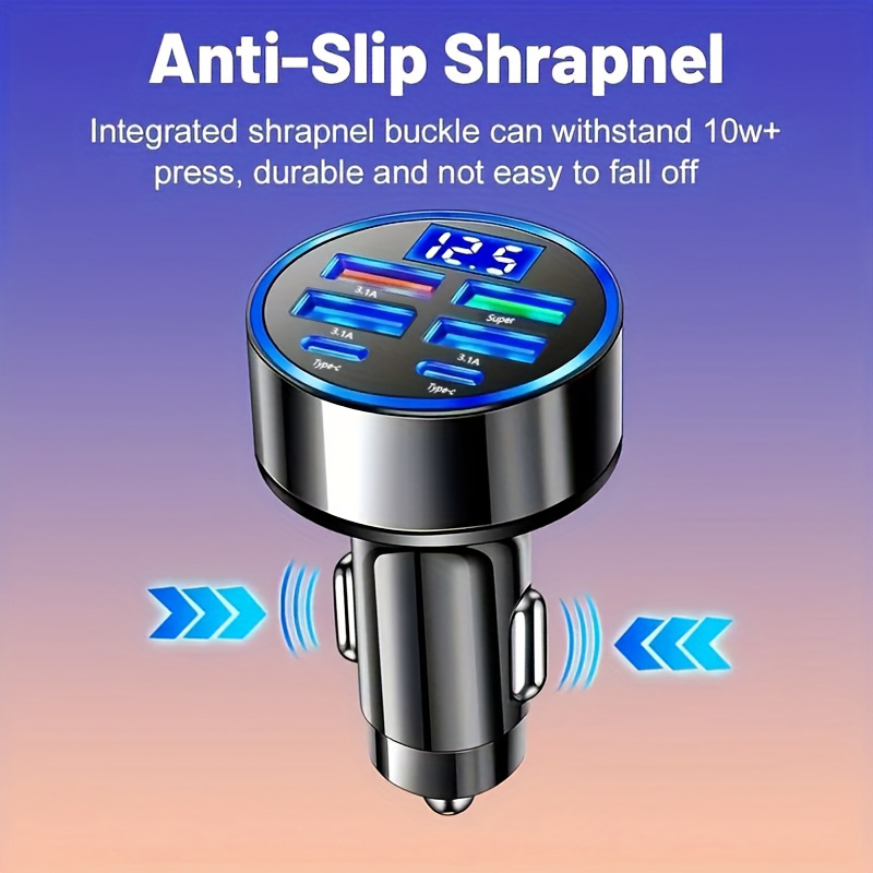 100W 6포트 차량용 충전기 고속 충전 PD Qc3.0 USB C 차량용 휴대폰 충전기 타입 C 어댑터 아이폰 삼성 화웨이 샤오미용