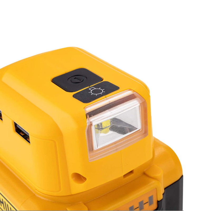 Original เปลี่ยน DCB090 แหล่งจ่ายไฟ Converter สําหรับ Dewalt 20v สูงสุด 18V แบตเตอรี่อะแดปเตอร์ Dual USB DC 12V ไฟ LED ทํางาน