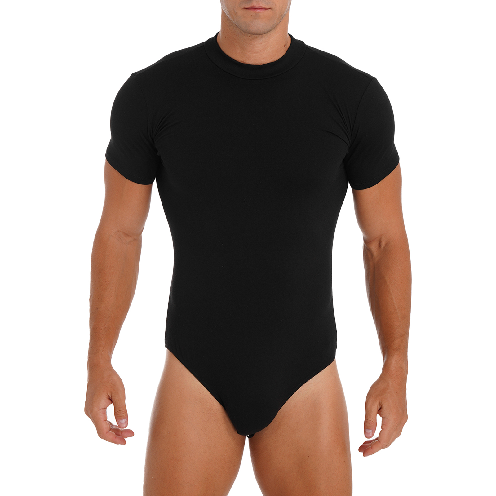 Camiseta interior de leotardo de Color sólido para hombre, mono con botón de presión en la entrepierna, mono ajustado de manga corta, camiseta informal, peleles, pijamas