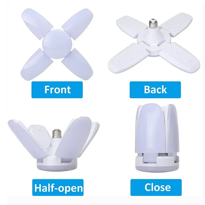 28W faltbare LED-Birne E27 Lüfterflügel LED-Lampe AC 220V 110V Bombilla Lampada Scheinwerfer für Zuhause Deckenplatte Zimmer Garage Beleuchtung