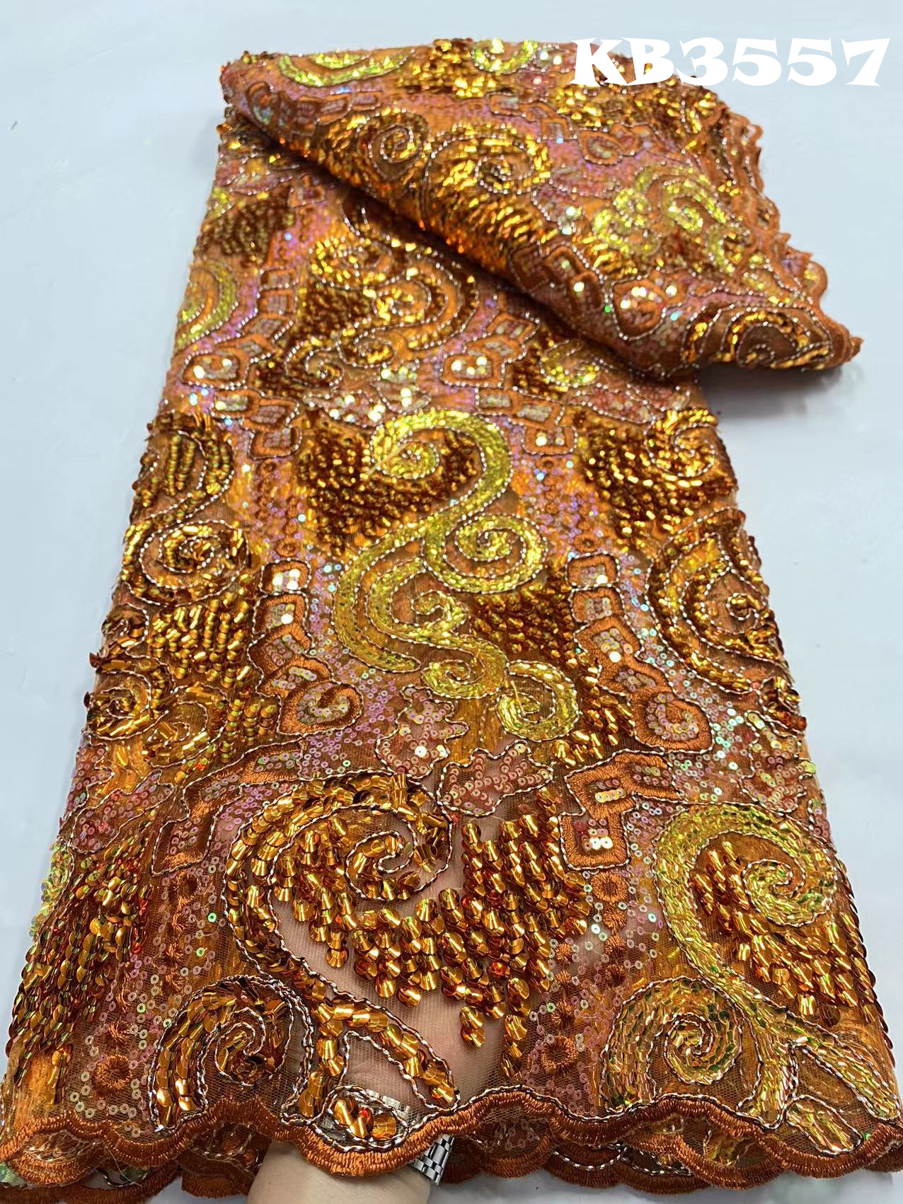 SKYUE-チュールとレースの生地,シーケンス付きの青い結婚式の生地,スパンコール,アフリカンレースドレス用,縫製用フランス製レースメッシュ,kb2934