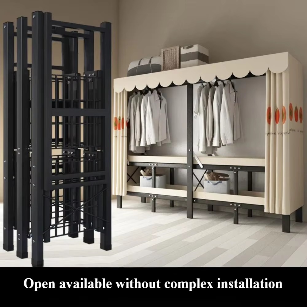 Simple Closets Installation-Free Foldable Wardrobe Open Space Saving Clothing Storage Cabinets Bedroom Simple Wardrobe Organizer