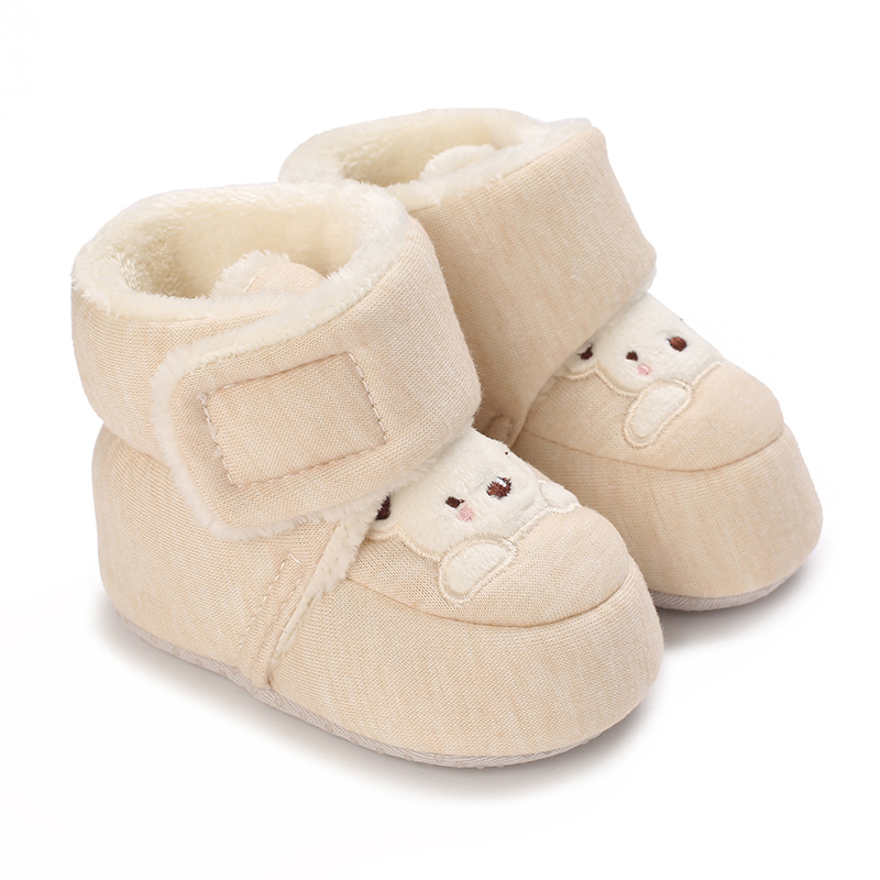Nette Bär Baby Schuhe Cartoon Weiche Sohlen Schnee Stiefel für Kleinkinder Jungen Mädchen Herbst Winter Warm Verdicken Plüsch Kinder Erste Wanderer 0-18M