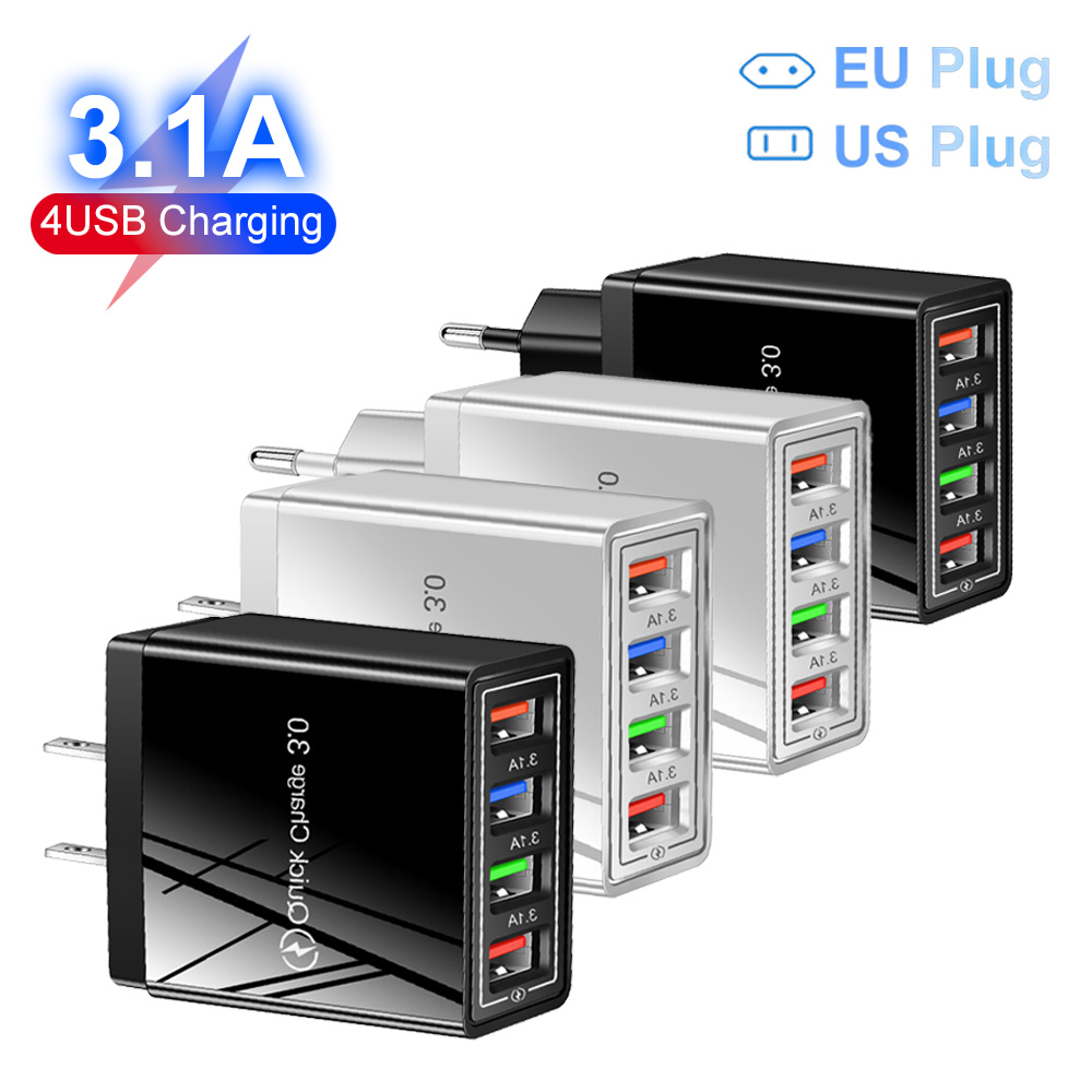 EU UNS Stecker USB Ladegerät Multi Port 4 USB Schnelle Lade Für Telefon Adapter Tablet Tragbare Wand Ladegerät Schnelle Ladegerät Für poco