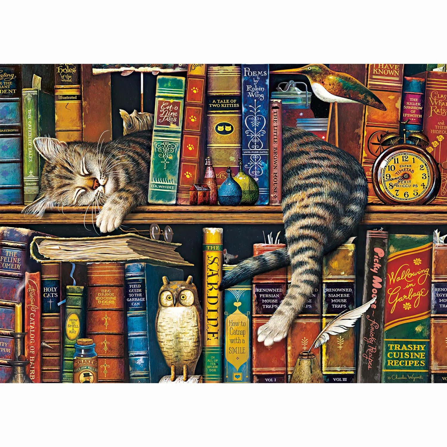 1000 ชิ้น Tally Cat จิ๊กซอว์ปริศนาสําหรับผู้ใหญ่ตกแต่งบ้านเกมครอบครัวสนุกชั้นปริศนาของเล่นเพื่อการศึกษา