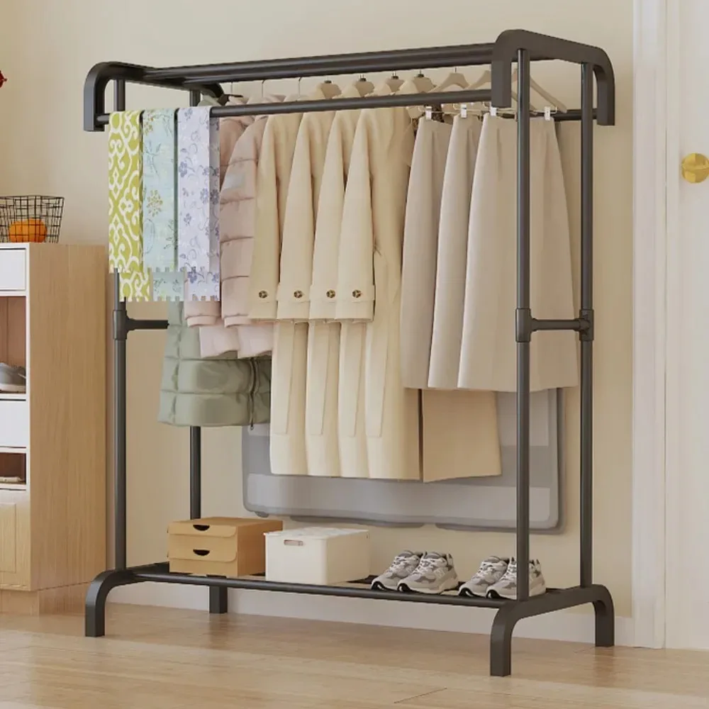 Large Clothes Rack Multilayer Bedroom Clothes Hanger Floor Standing Drying Shelf Household Portable Clothes Hats Integrated Rack