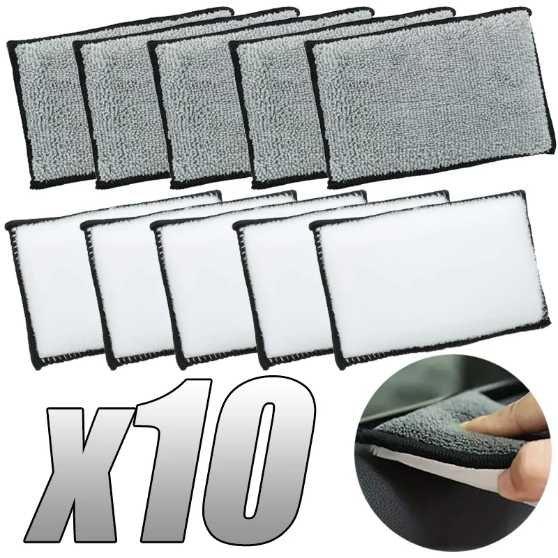 Esponja de fregado de microfibra suave de doble cara, limpieza de cuero de coche, toalla de microfibra, esponja de cera, herramientas de detalles automáticos, 2-10 Uds.