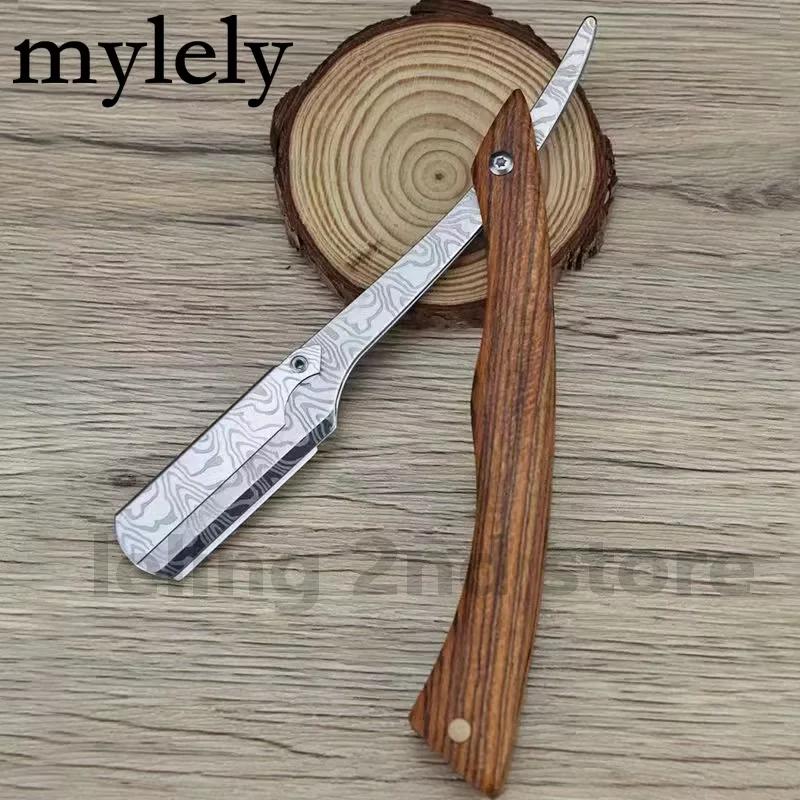 Rasoi da barba con lama in legno marrone chiaro rasoio da barbiere professionale rasoio per sopracciglia lama sostituibile da uomo rasoio da barba regalo da uomo