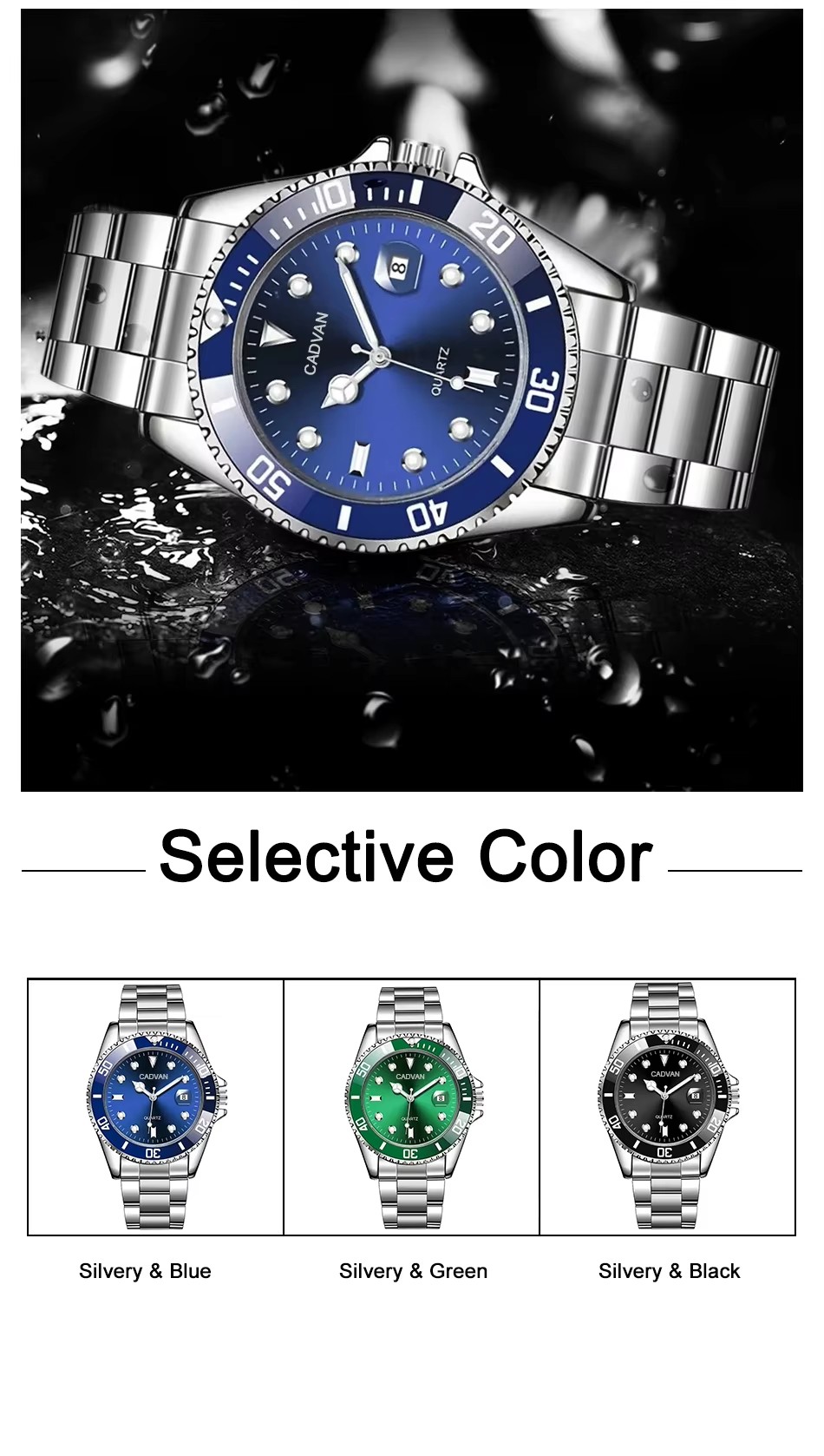 Modny zegarek na co dzień zegar Montre Homme biznesowy męski zegarek kwarcowy kalendarz zielony woda Wok duch sportowy męski zegarek na rękę
