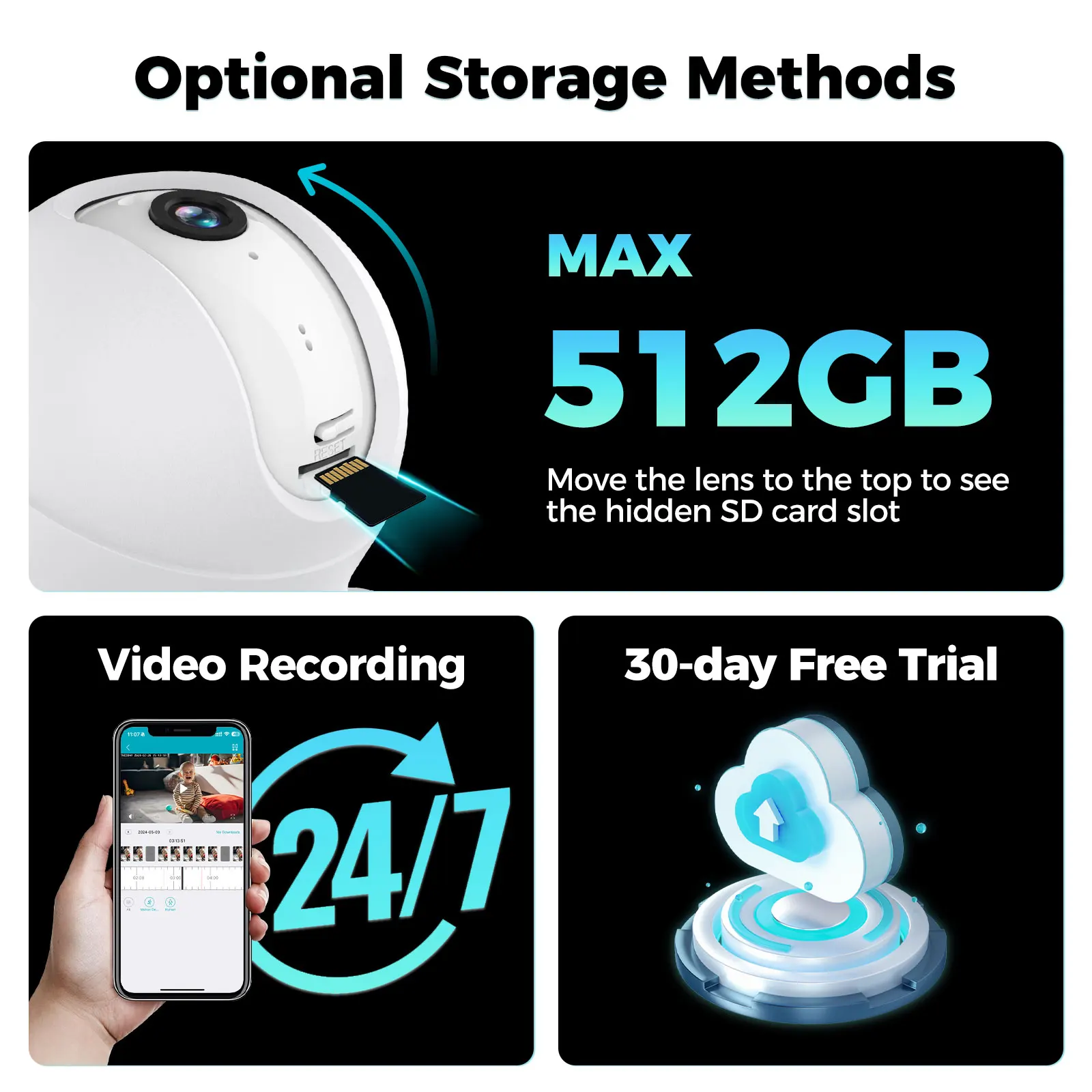 VIMTAG 2.5K Security Camera Indoor CCTV Camera WIFI 360° Auto Track IR Night Vision Human Detect Surveillance IP Camera for Home