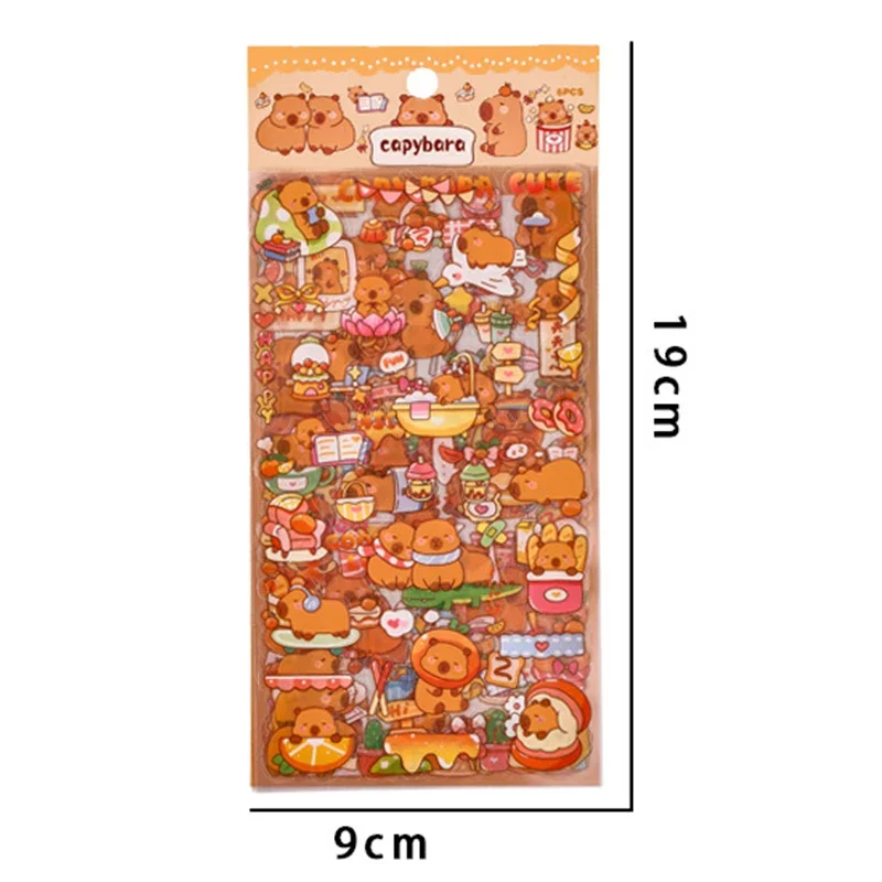 6PCs Kawaii Capybara Naklejki Cartoon Naklejki dla majsterkowiczów Album na konto ręczne Naklejki do dekoracji pamiętnika Estetyczne artykuły papiernicze Prezenty