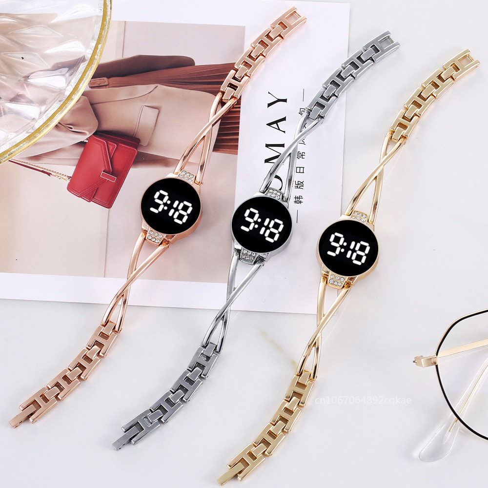 Reloj LED de moda para mujer con pantalla táctil, banda de acero, reloj de pulsera electrónico para estudiantes, relojes de estilo Simple