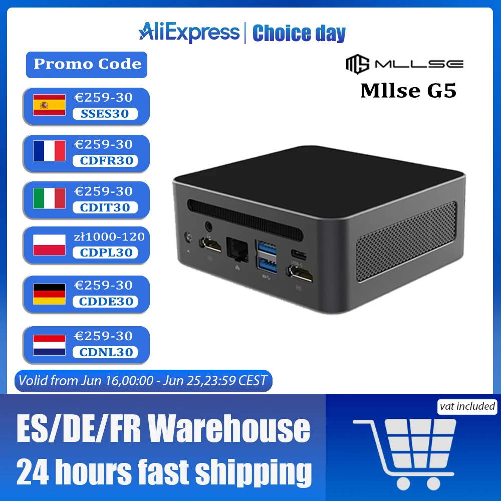 MLLSE G5 Mini PC intel i5-1340P Windows 11 Pro Intel 12th DDR4 16GB RAM 512GB SSD WiFi 6 BT5.2 Komputer stacjonarny do gier Mini Pc