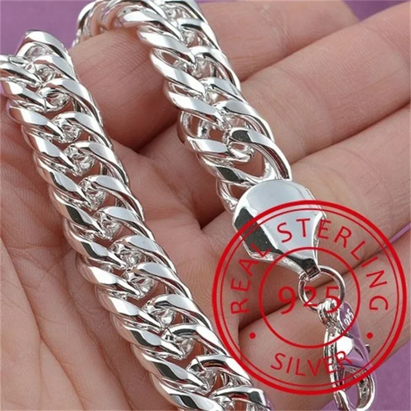 Feines, edles 925er-Sterlingsilber-Armband mit massiver Kette für Damen und Herren, Charm-Party-Geschenk, Hochzeit, Party, Modeschmuck