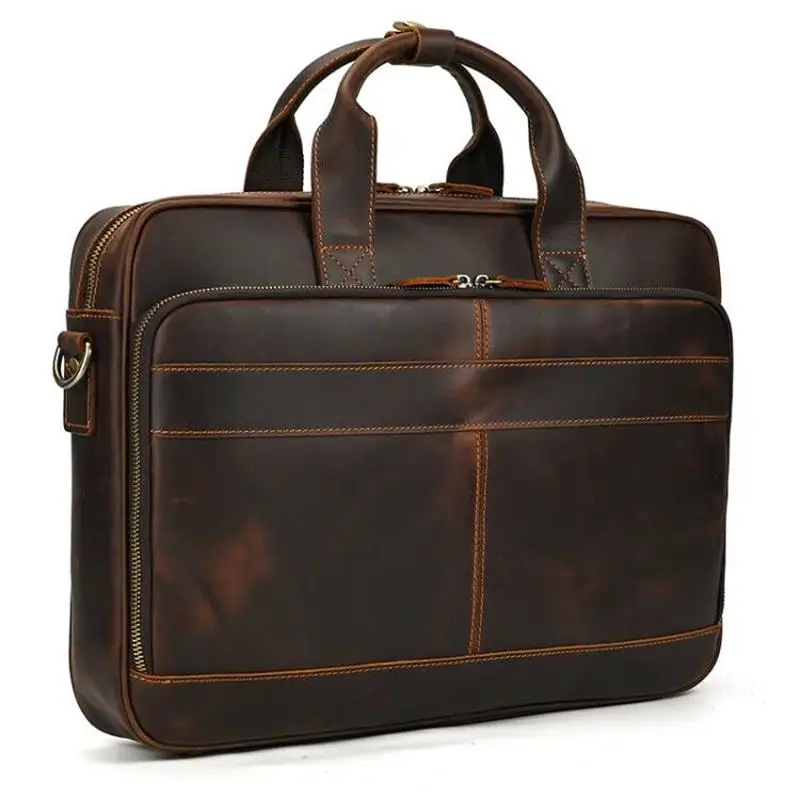 17.3 "Business Handtas Lederen Laptop Draagtas Grote Capaciteit Lederen Mannelijke Schoudertas Mannen Werken Aktetassen handtassen