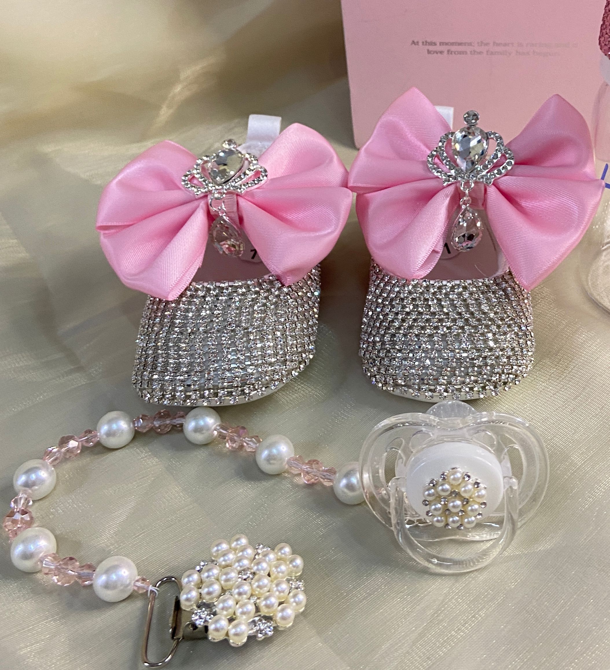 Dollbling หรูหราเด็กขวดและรองเท้าชุดคาดศีรษะ Keepsake เพชร Tutu ชุดสีแดงด้านล่างสาวน้อย Baptism รองเท้า