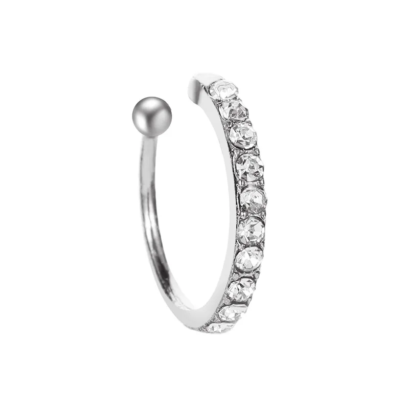 Brincos de cristal coreano, para mulheres, zircônio, toque sem furo, joias, brincos falsos, clipe de osso de orelha única