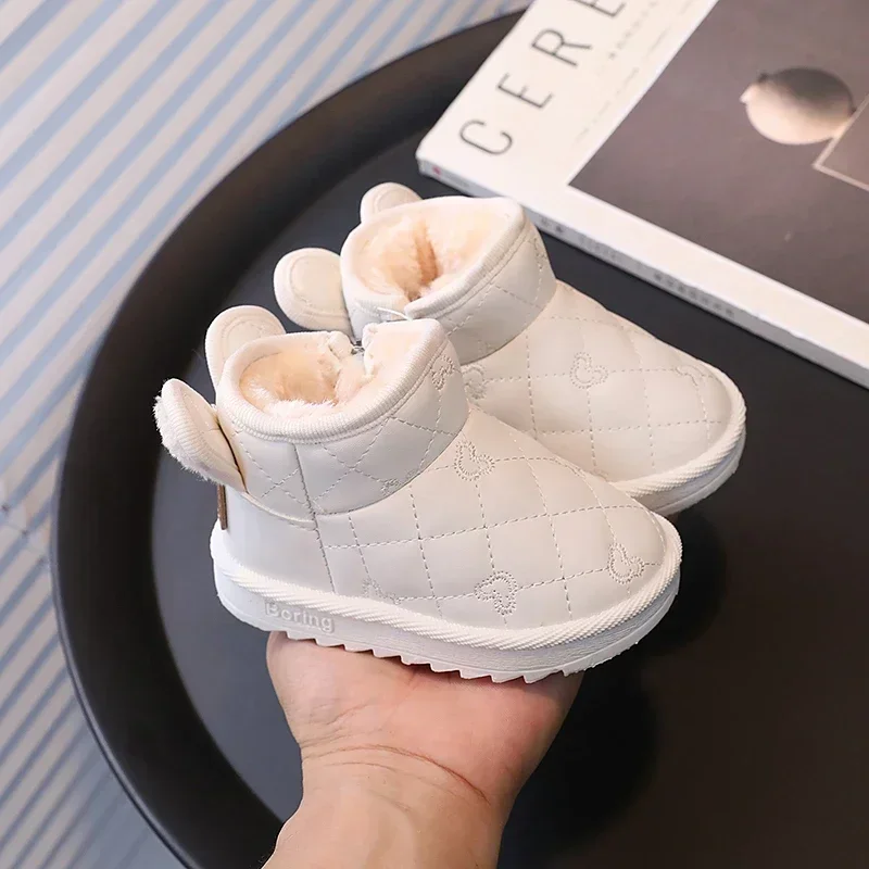 เด็กทารกหญิงรองเท้าบู๊ตหิมะเด็กฤดูหนาวรองเท้าเด็กกลางแจ้ง WARM Plush รองเท้ากันน้ํา Windproof ทารกรองเท้าผ้าฝ้าย