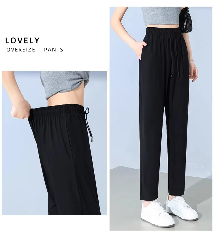 Plus Size Sportbroek Voor Vrouwen In Plus Size Losse Zomer Zijde Dunne Sneldrogende Zonnebescherming Rechte Been