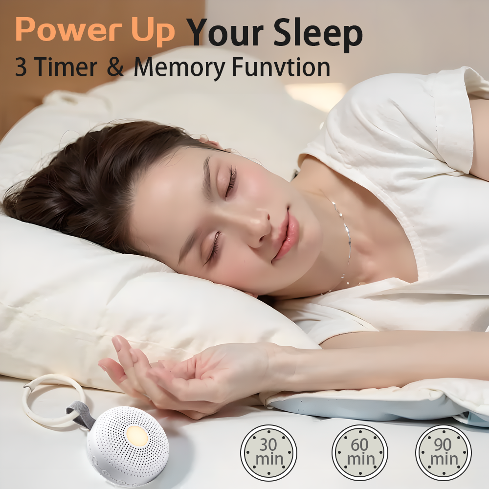 Máquina portátil de ruído branco para bebês com 15 sons para berçário e quarto, dispositivo de terapia do sono com luz noturna inteligente
