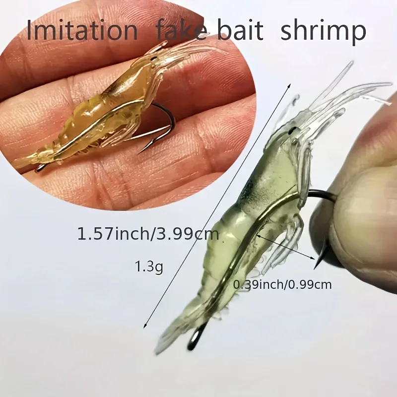 510/20 pezzi esche per gamberetti Goture per acqua salata d'acqua dolce, set di esche per gamberetti luminose con gancio e perline affilate