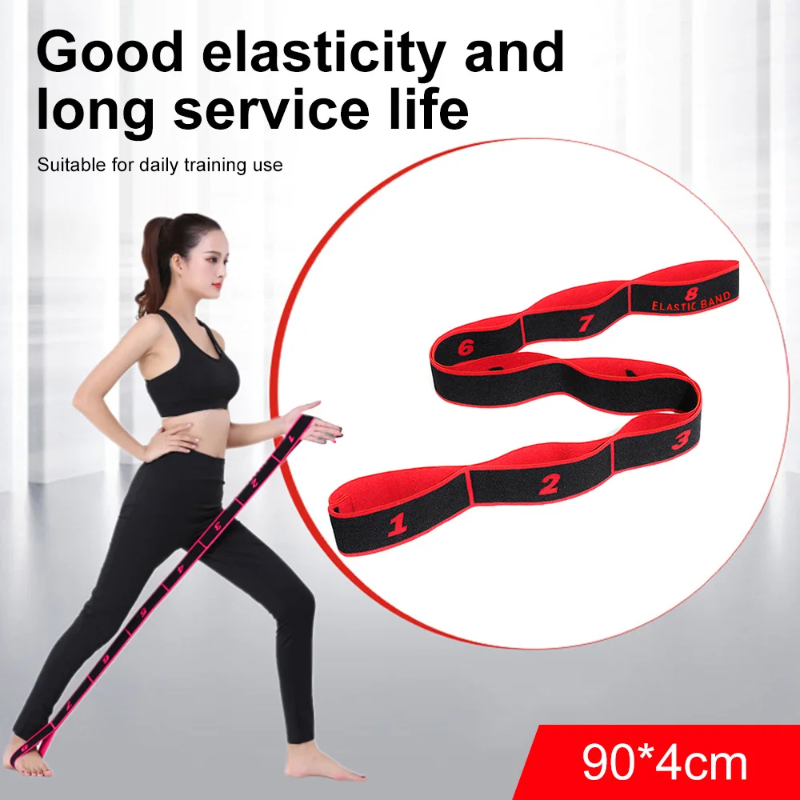 8 Section Style Dance Resistance Band Yoga Stretching Pilates Fitness Digital Elasticity Elastic Stretch Training Tension Belt