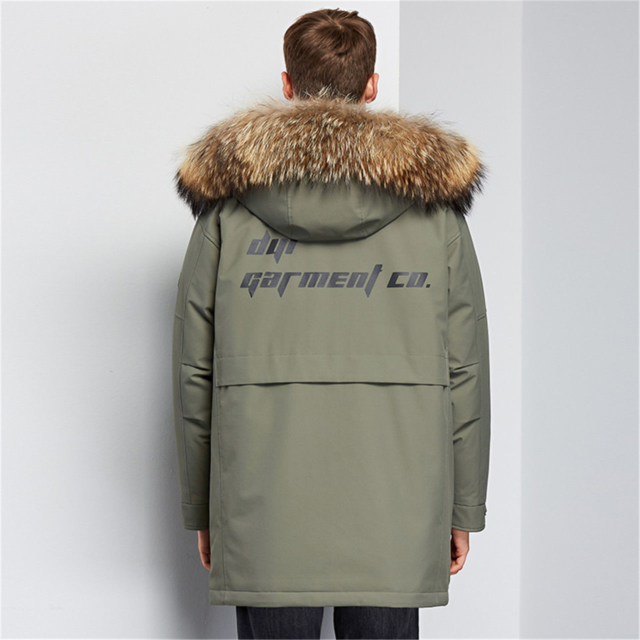 2023 Winterboetiek Modieus Warm Heren Casual Donsjack Met Capuchon En Bontkraag Van Het Merk High-End Herenjas Voor Heren, Legergroen