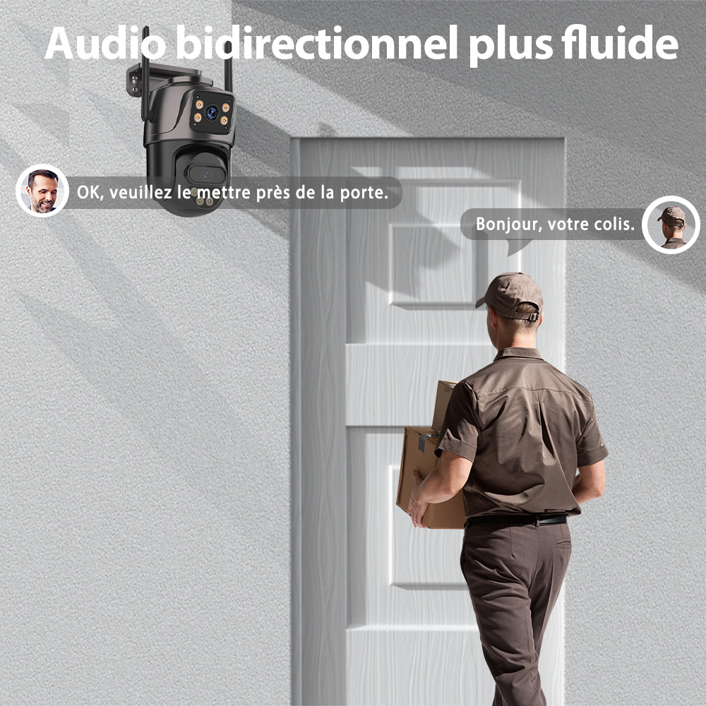 WONSDAR 4K PTZ WIFI caméra double objectif double écran caméra IP extérieure HD suivi automatique Protection de sécurité CCTV Surveillance iCSee