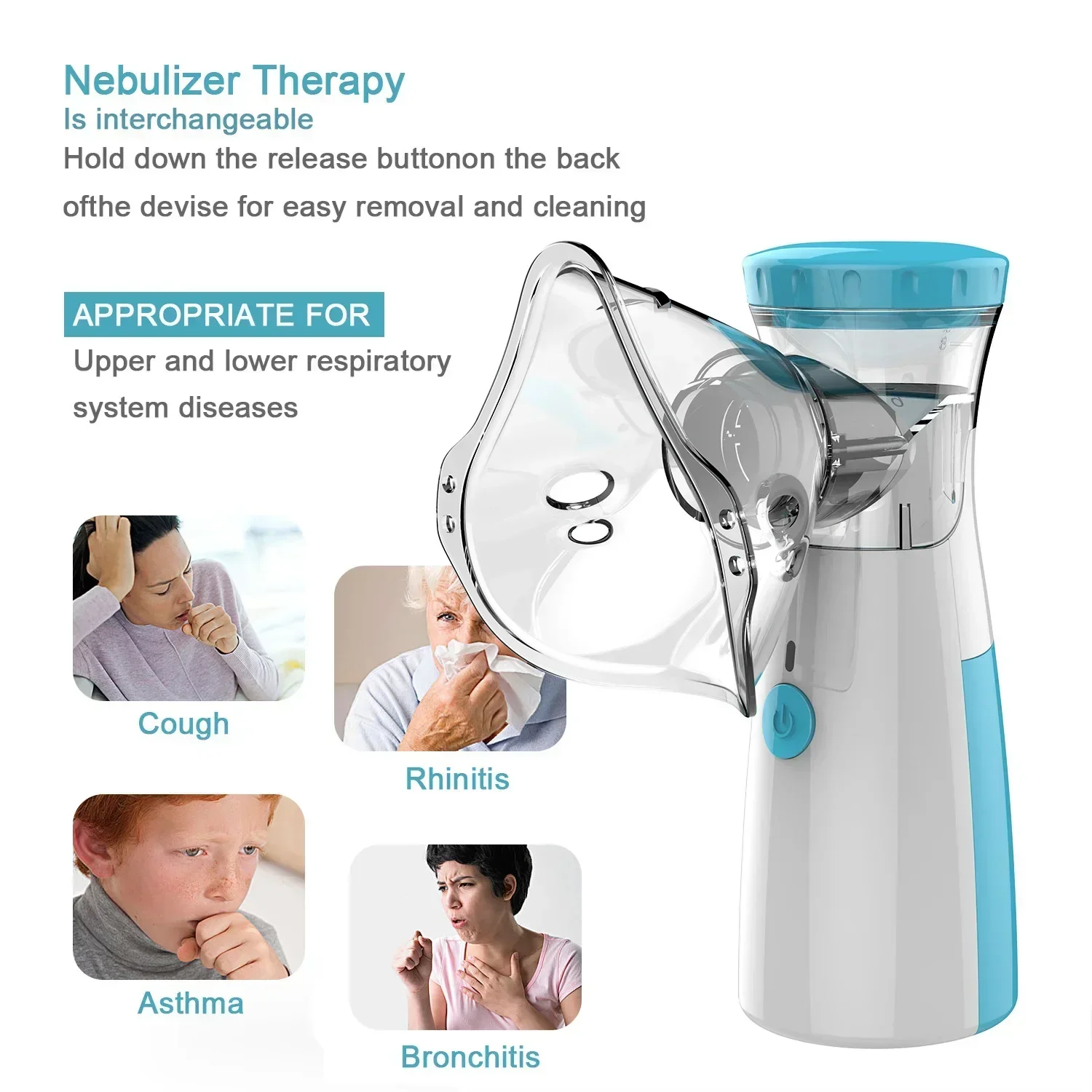 Mini nebulizator medyczny ręczne nebulizatory atomizery ultradźwiękowe przenośny wyciszony inhalator na astmę dla dorosłych dzieci z USB