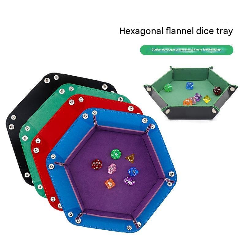 1pcs Hexagonal Velvet Dice Tray Folding Tray Desktop Storage Box Table Game Dice Tray Accessories Leather Dry Fruit Tray