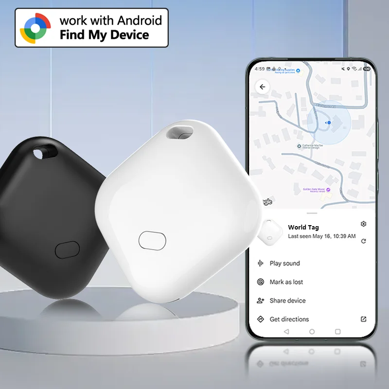 Смарт-трекер для устройства Android, приложение Google Find Hub, поиск ключей, трекер для кошелька/сумки, сертификат Google Bluetooth Finder