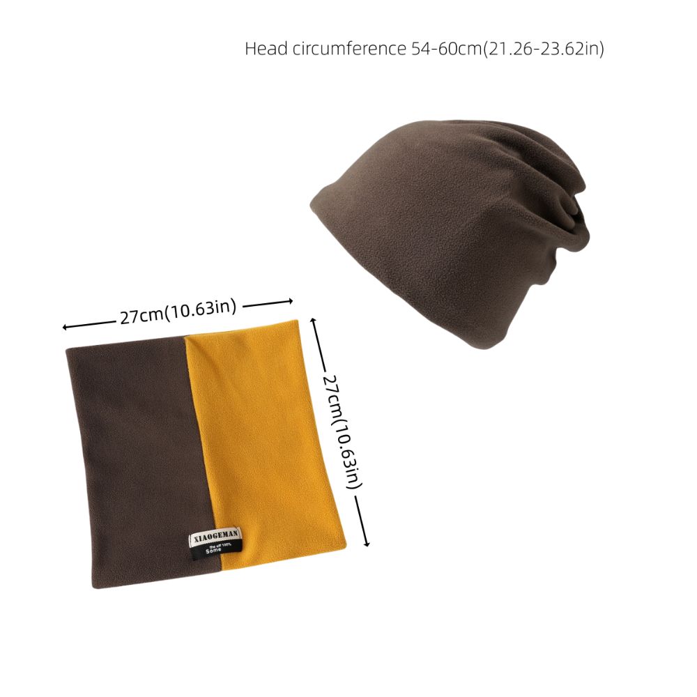 Fashion Thicken Men's Neck Warmer Hat Snood Velvet Scarf Cap Set Neckerchief Warm Pullover Cap Men Hiking