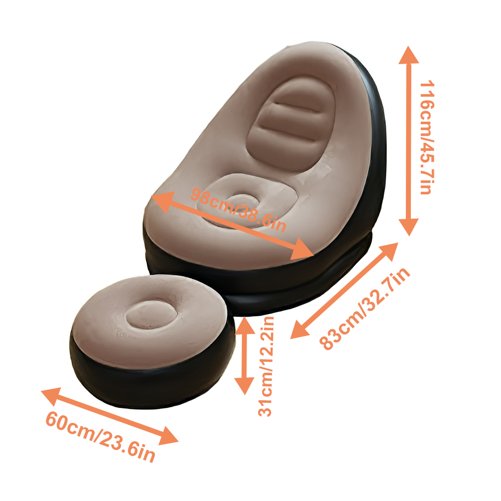 Inflatable Leisure Sofa Lazy Sofa Set  With Foot Pedal Outdoor Foldable Recliner Bed Fluffy Seat Bedroom Chair