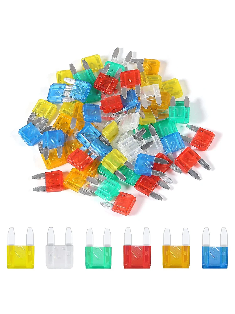 60 pçs ensacado mini kit de combinação de fusível automático mini multicolorido multi-função lâmina fusível kit de substituição para carro/rv/caminhão/motocicleta/barco
