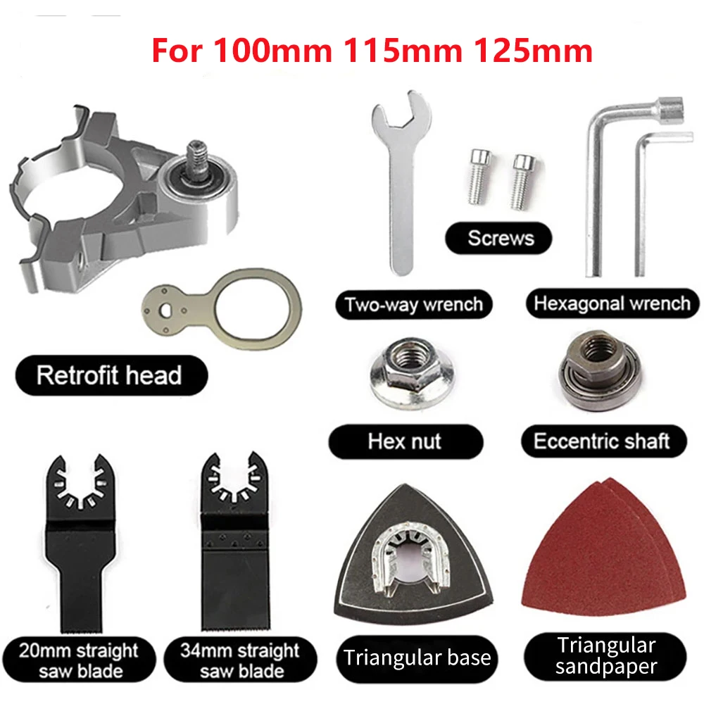 accesorios para radialeccentric shaft m14 adaptador oscilante Adaptador de amoladora angular M10 M14, conversión de adaptador de cabeza Universal, herramienta pulidora de amoladora angular para moler y dar forma áspera
