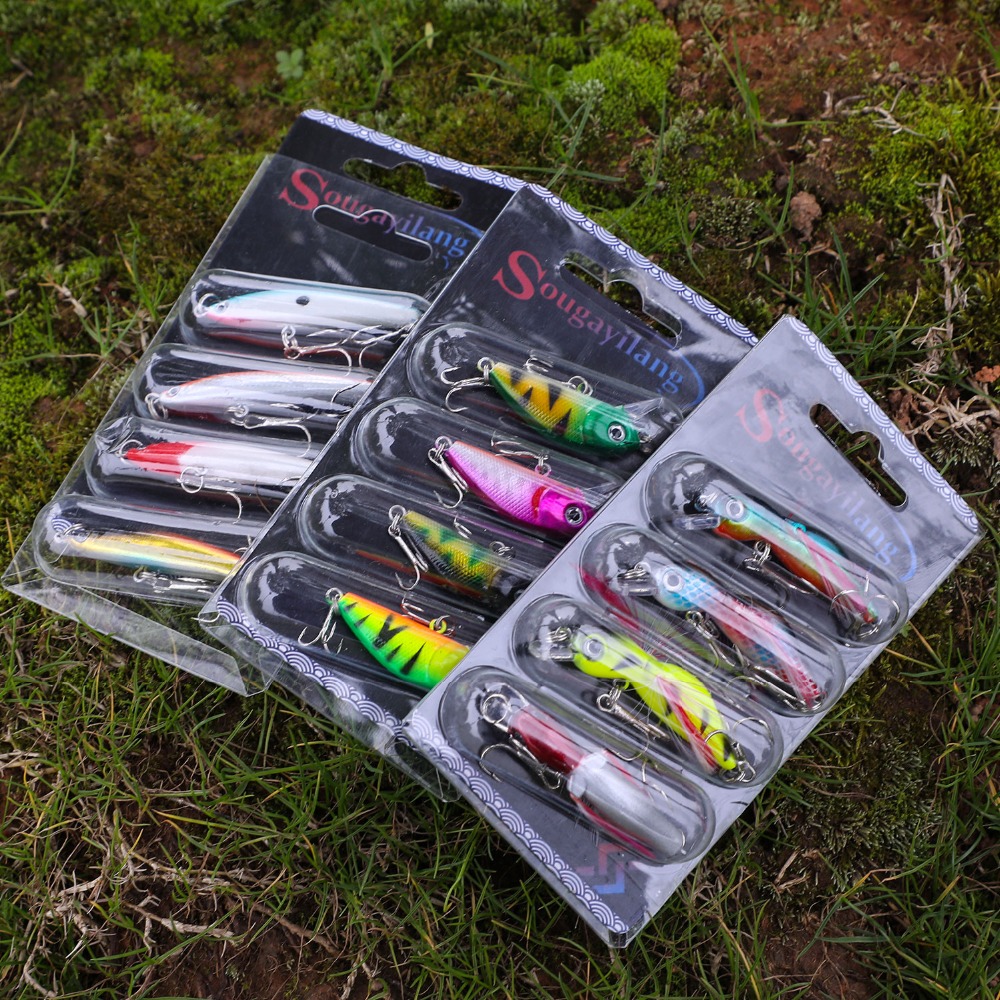Sougayilang 4 Teile/karte Angeln Locken Malerei Topwater Wobbler Crankbait Bleistift Künstliche Harten Köder Angelgerät De Pesca