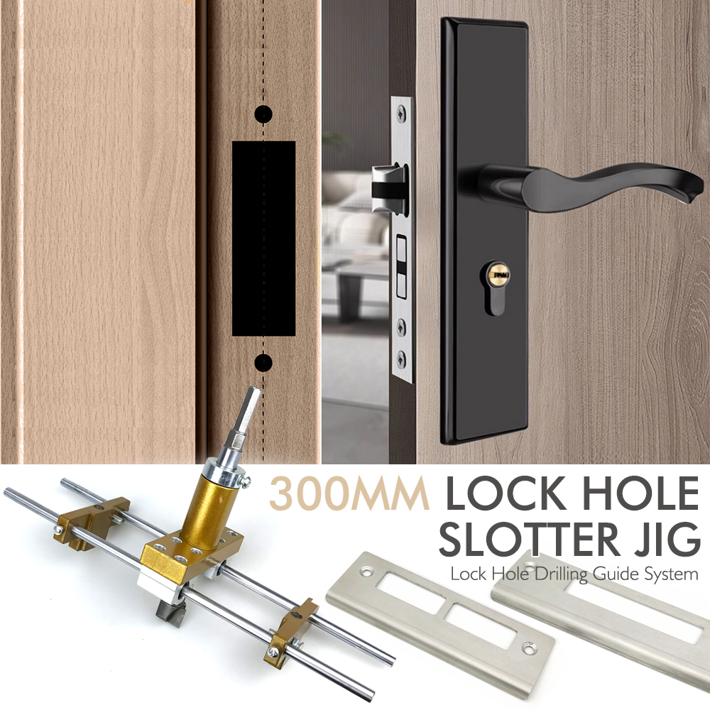 Wooden Door Lock Hole Opener Kit Lock Mortiser Slotter Jig Key Hole Drilling Guide Installation Lock Hole Locator