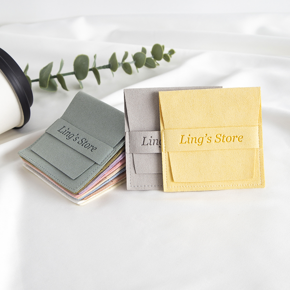 50/100Pcs Lovely Customized Logo Microfiber Jewelry Packaging Bag Earrings Rings Bracelet Pendant Organizer Pouch Wedding Favors