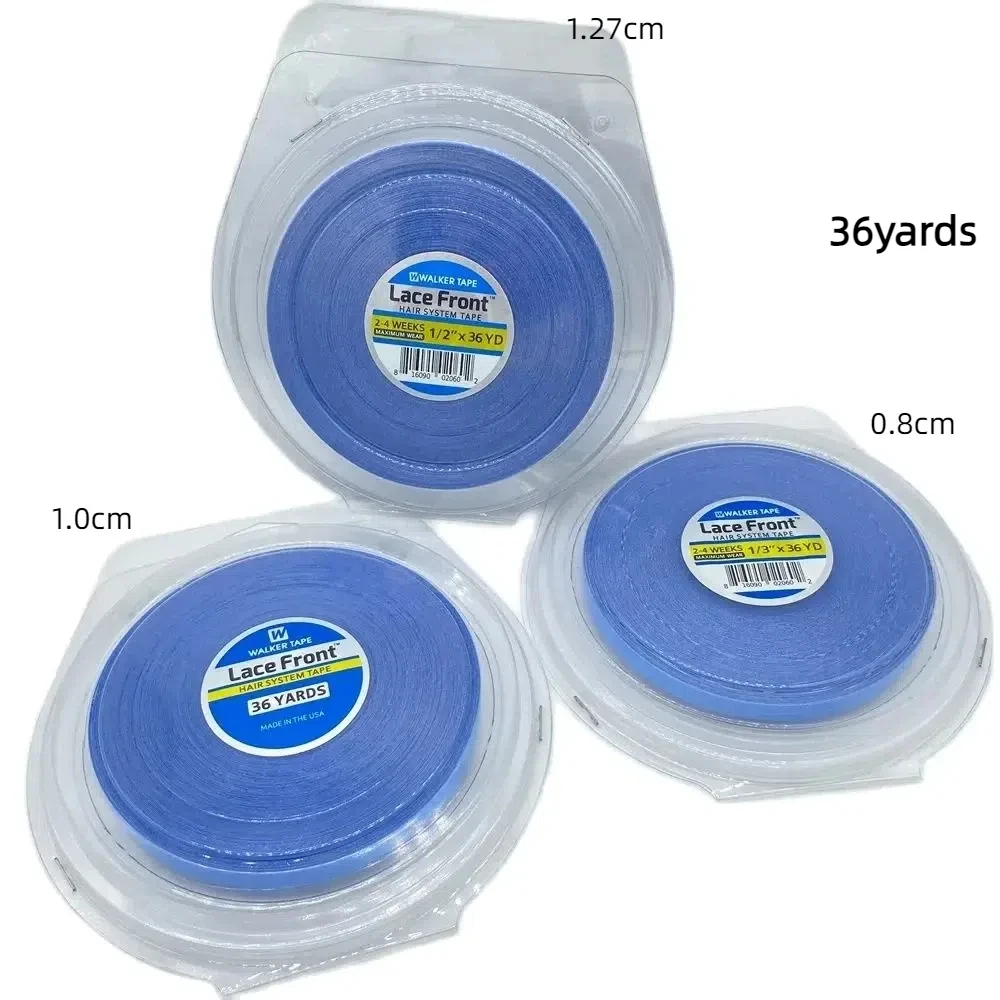Tudo com caixa 0.8/1.0/1.27cm de largura 12 jardas fita frontal de renda azul fita dupla face fita frontal de renda fita de extensão de cabelo
