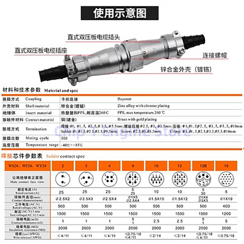 หัวปลั๊กสำหรับการบินและทวารกันน้ำสำหรับ Weipu WY24 Ti + Zi 2 3 4 9 10 12 19ขาขั้วต่อ IP65 WY24