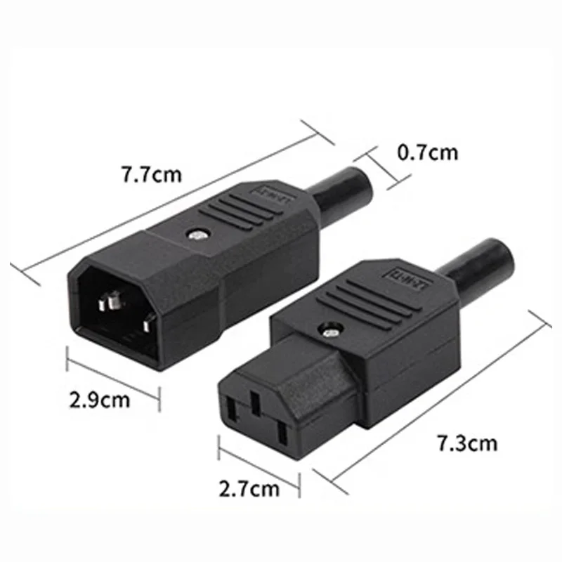 Conector de clavija de acoplamiento IEC320 10A 250V negro macho hembra conector C13 C14 enchufe recargable Konektor enchufe de CA de 3 pines