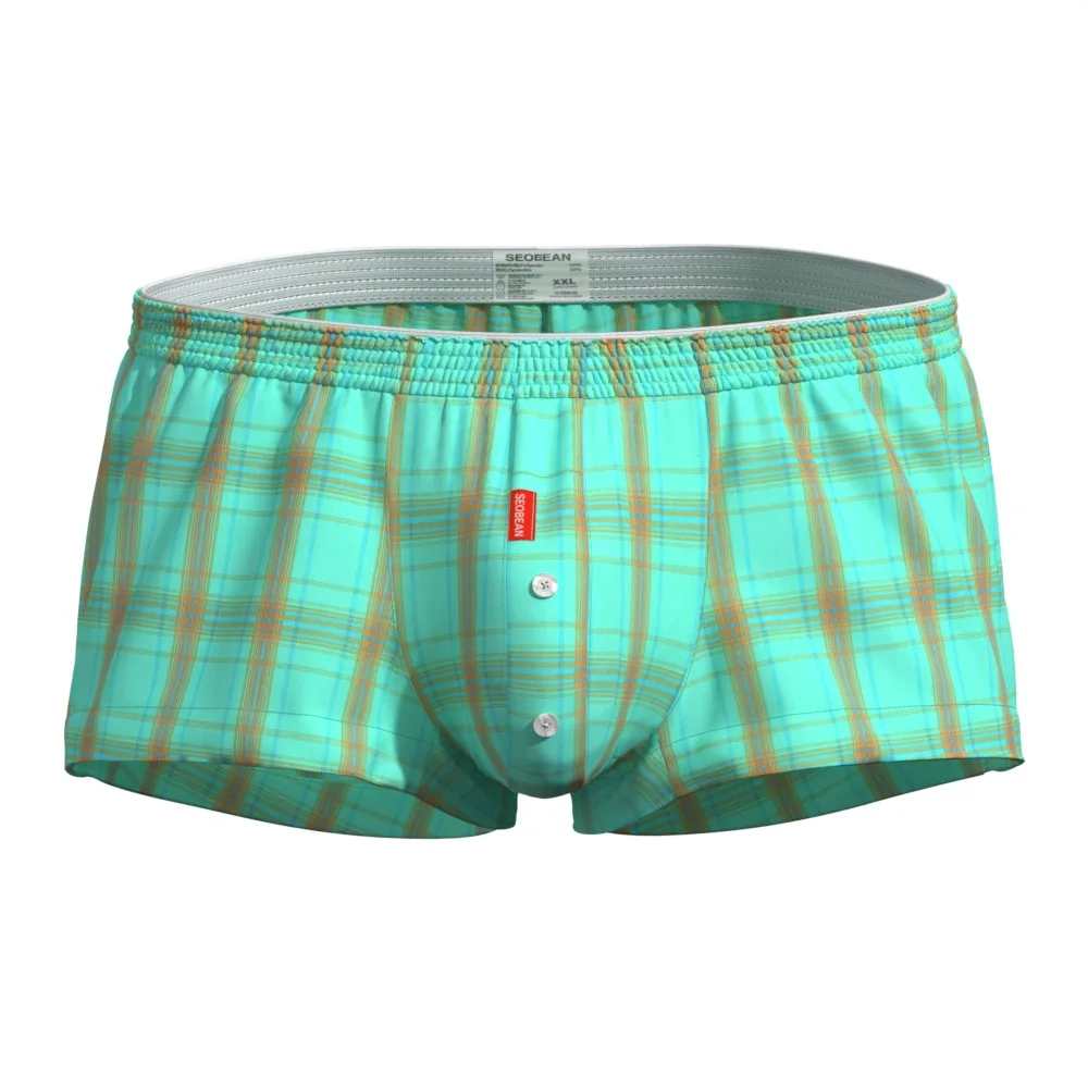 Celana Dalam Pria Kotak-kotak Aro Celana Dalam Kasual Bersirkulasi Kantong Terompet Celana Tidur Katun Pakaian Dalam Pinggang Rendah Celana Dalam Homewear 2XL