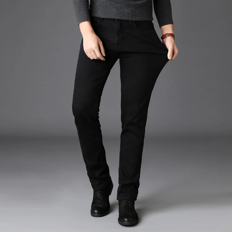 Primavera outono homens clássico marca de moda jeans homme homem estiramento macio preto motociclista masculino calças jeans dos homens macacão