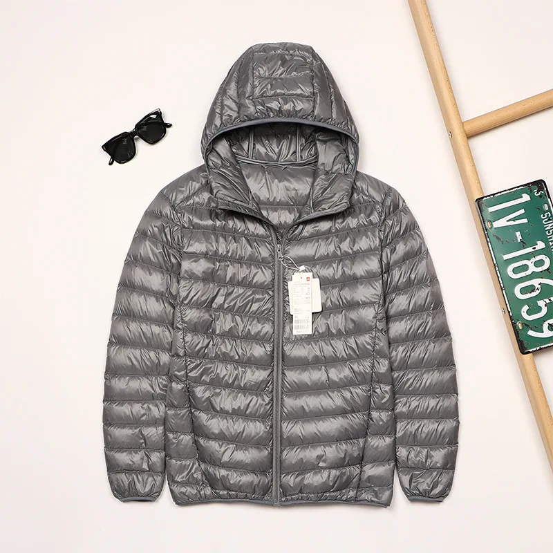 Doudoune courte légère à capuche pour homme, manteau en duvet de canard blanc, mince, Joker, grande taille, automne, hiver, nouveau, 2024