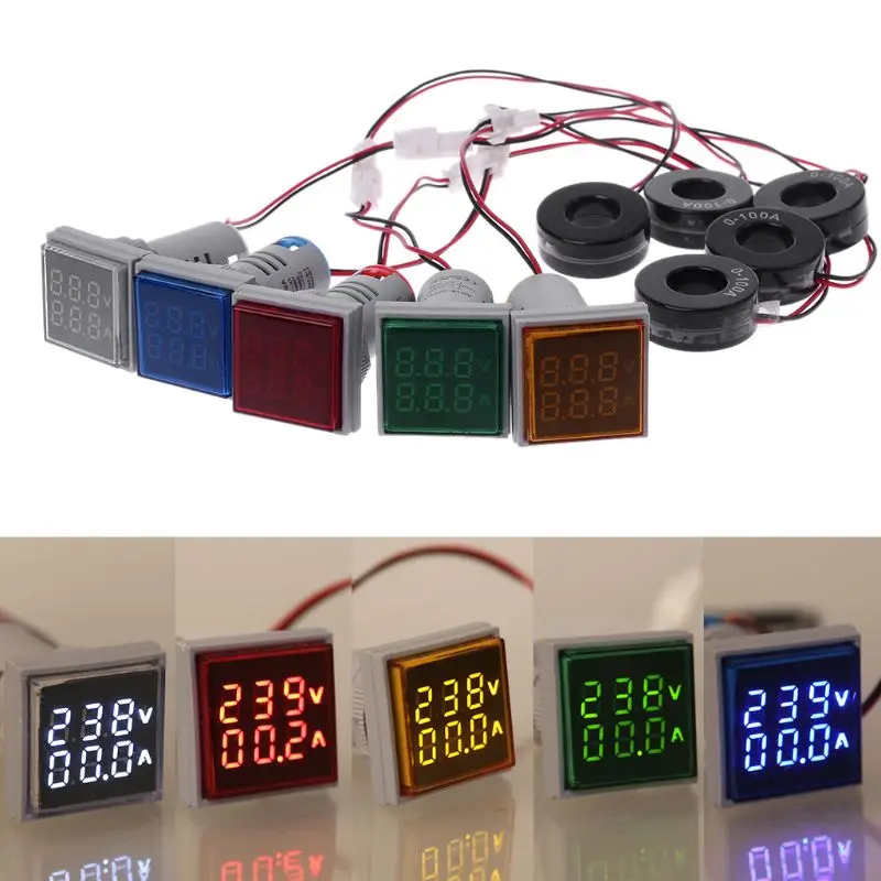 0-100A 60-500V Voltímetro Amperímetro Pantalla LED Voltímetro Decector corriente Squar KXRE